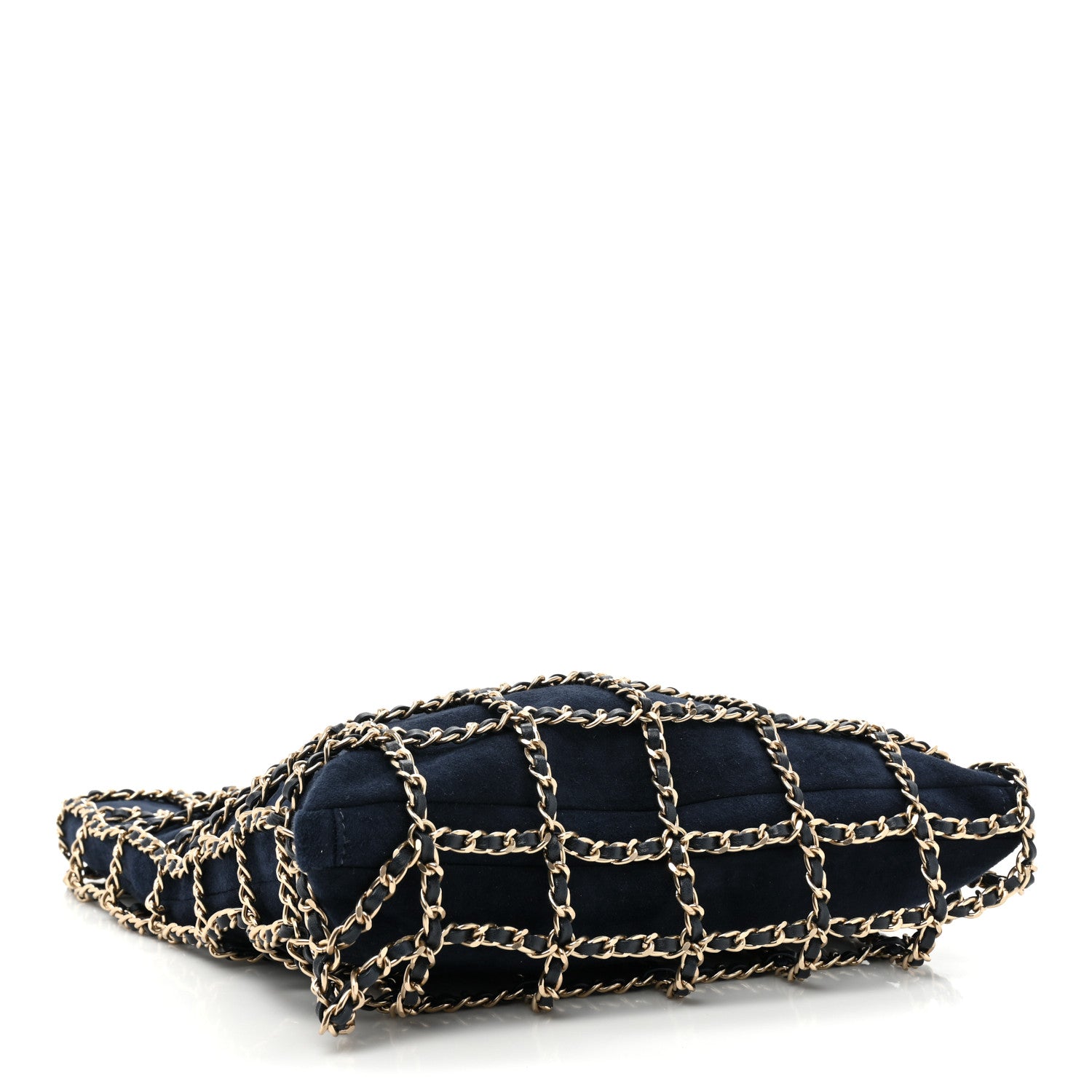 Chanel Suede Goatskin Large Shopping Chain Tote Navy Blue 4 of 9