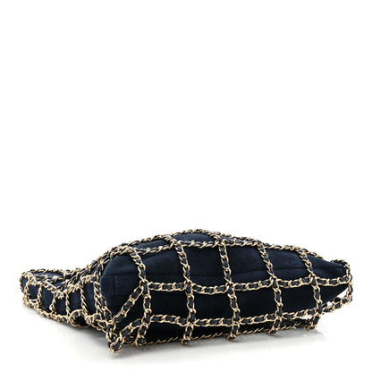 Chanel Suede Goatskin Large Shopping Chain Tote Navy Blue 4 of 9