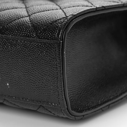 Saint Laurent Grain De Poudre Textured Mixed Matelasse Triquilt Medium Monogram Satchel Black 9 of 10