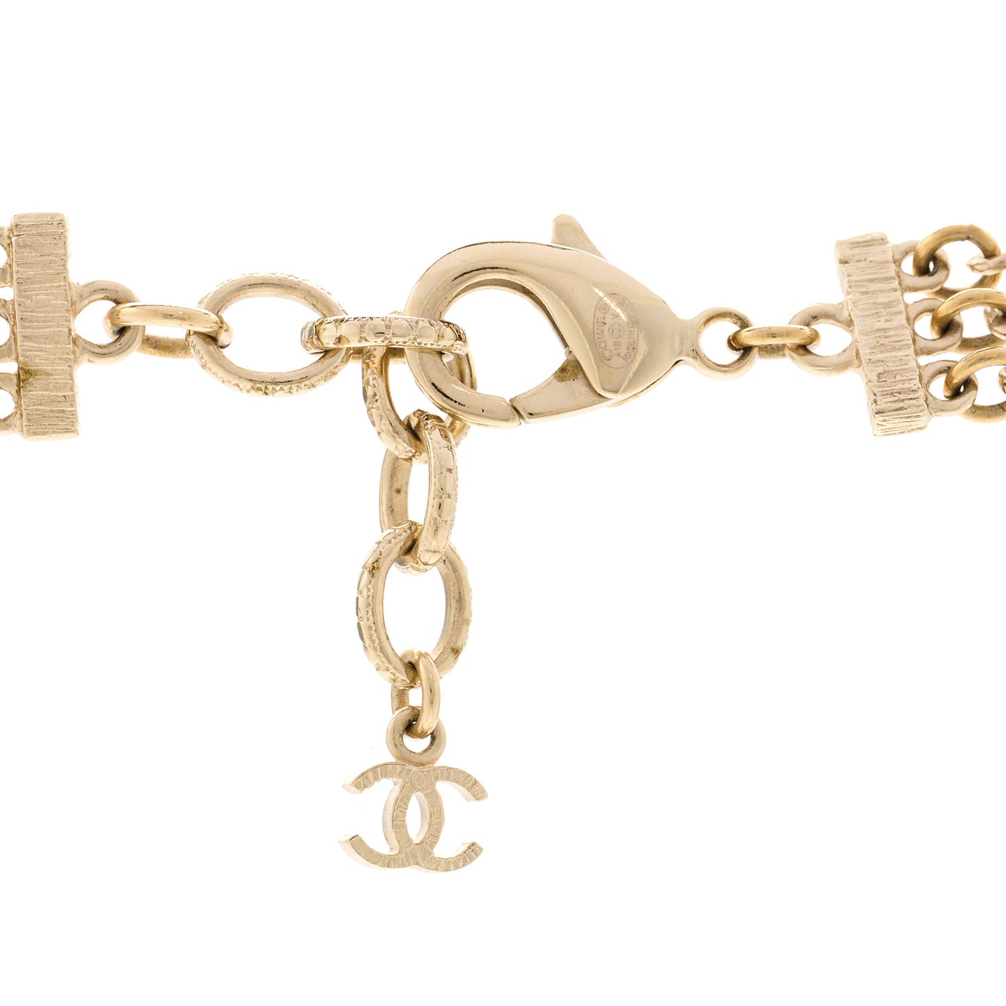 Multi Strand Chain Baguette Crystal CC Necklace Gold