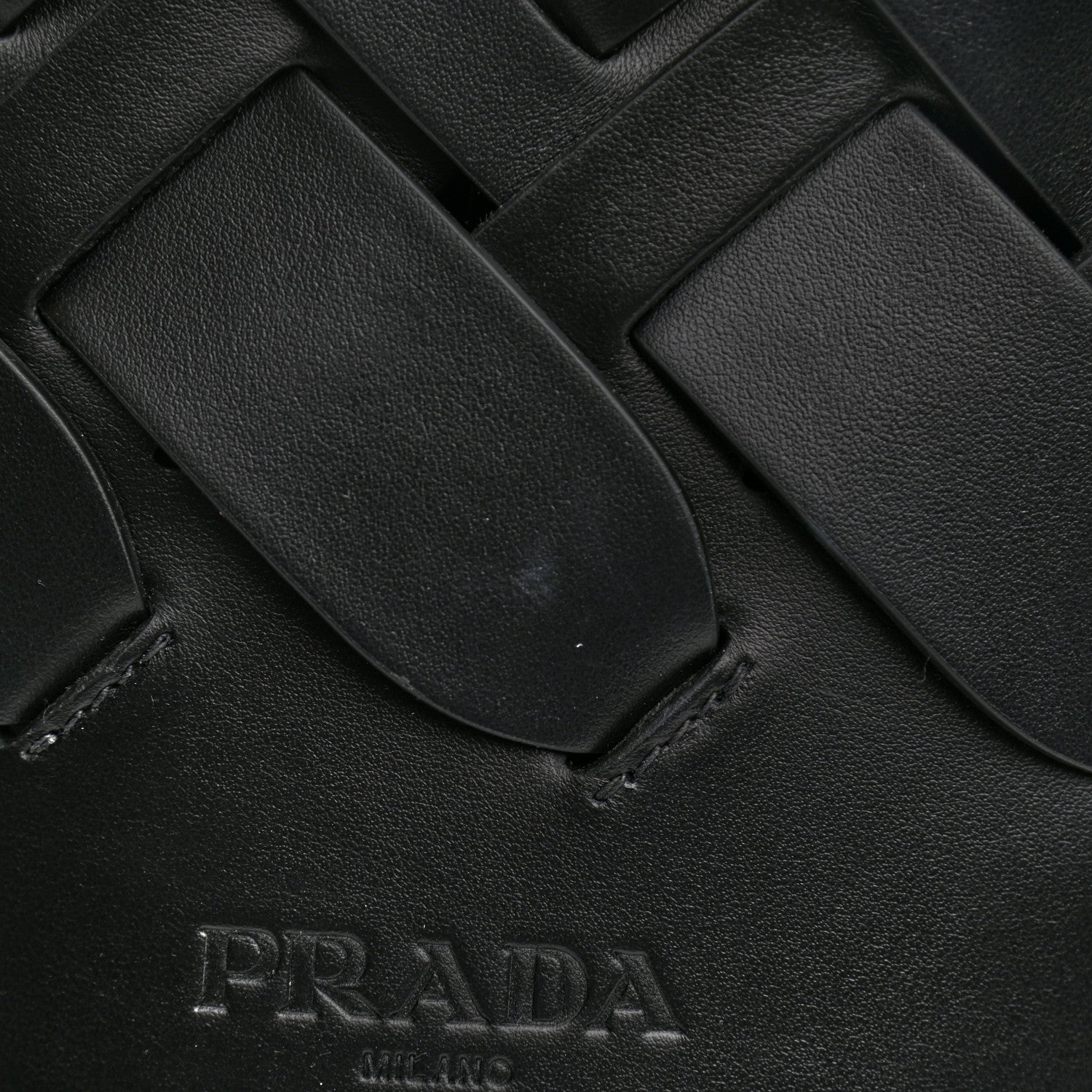 Prada Vitello Intreccio Bucket Bag Black 17 of 19