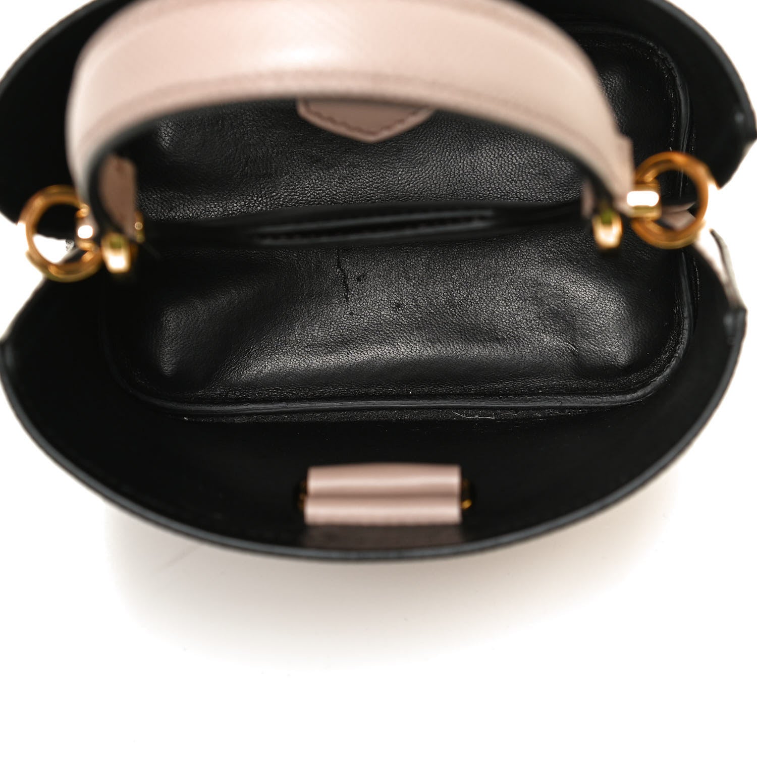 Prada Saffiano Cuir Calfskin Small Panier Bucket Bag Cipria Black 5 of 9