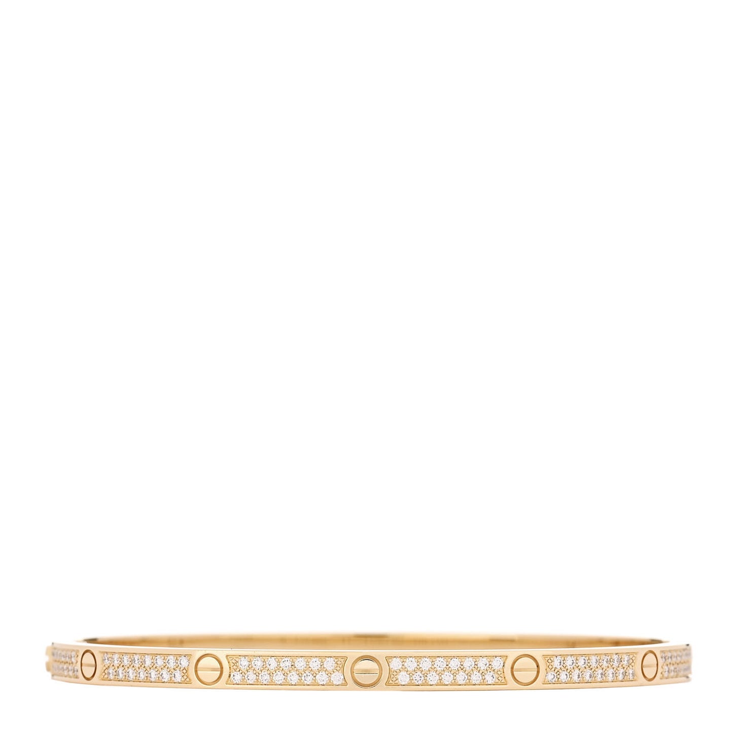 18K Yellow Gold Diamond Small LOVE Paved Bracelet 17