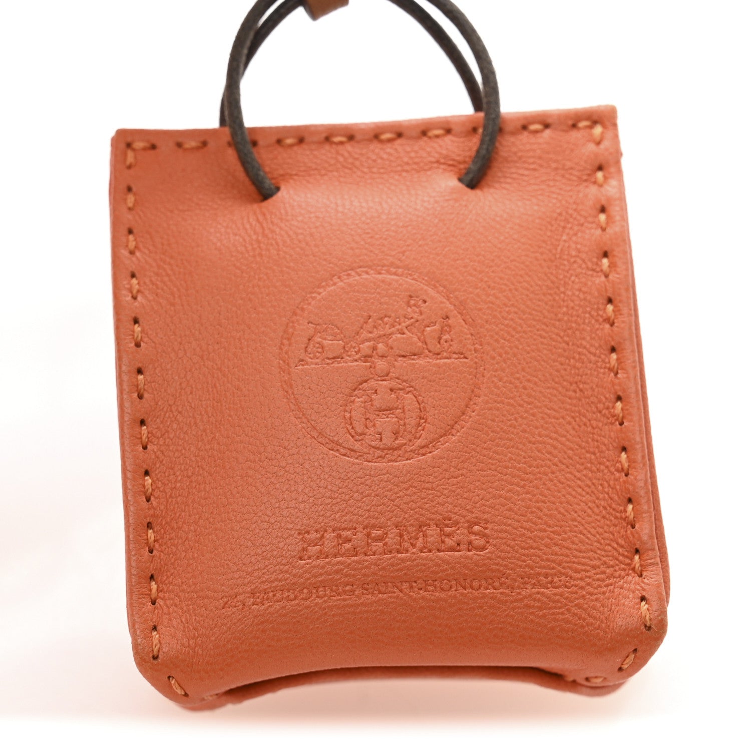 Hermes Milo Lambskin Swift Shopping Bag Charm Feu Gold 3 of 7