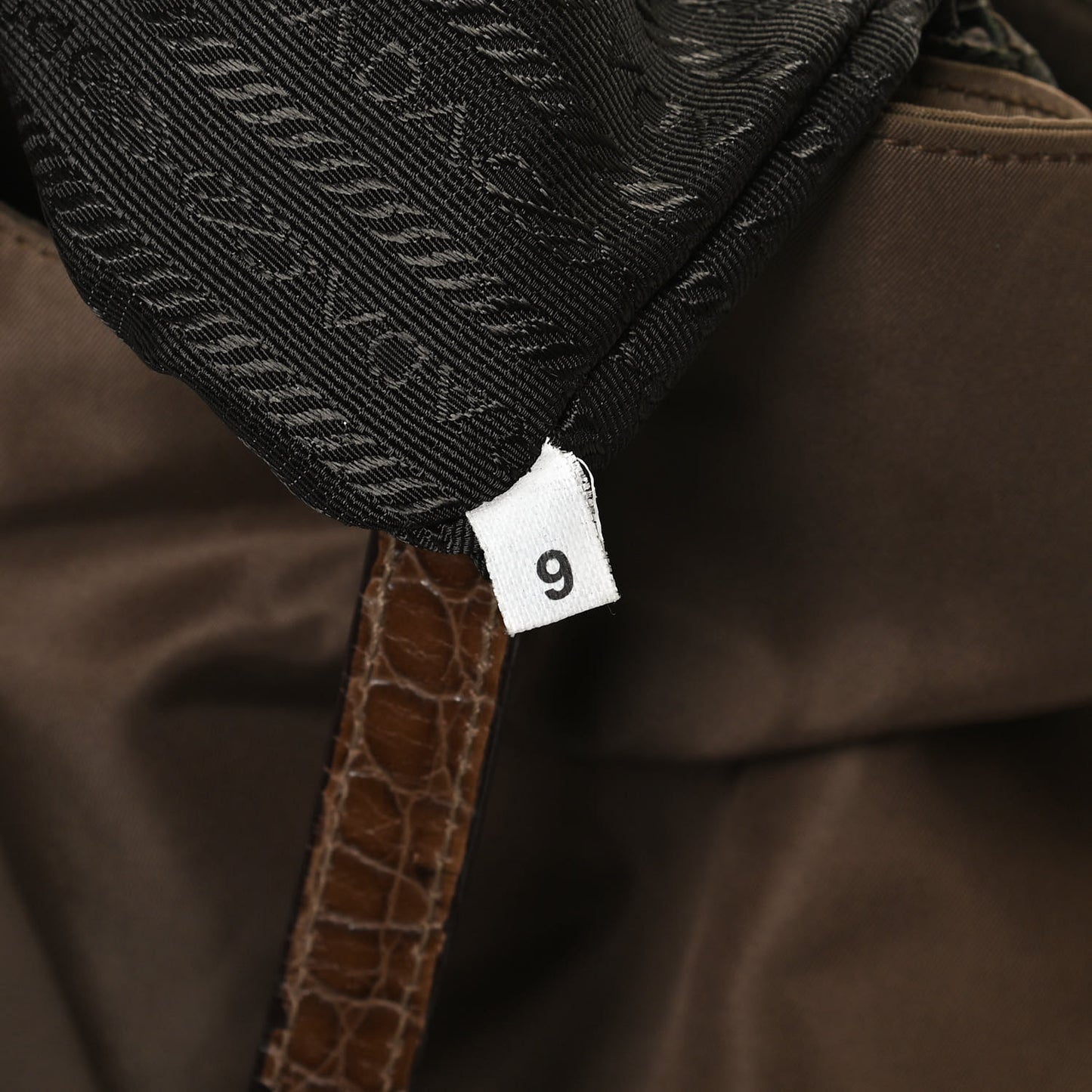 Tessuto Nylon Calfskin Crocodile Embossed Tote Antilope Tabacco
