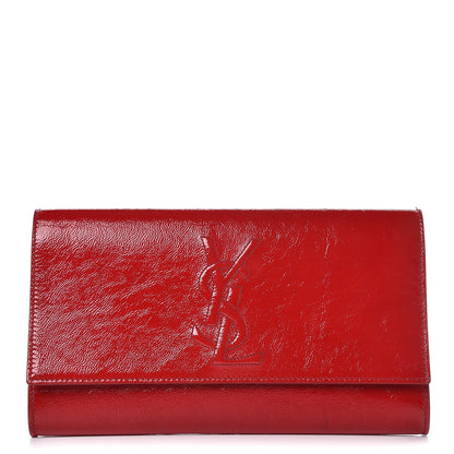 Saint Laurent Textured Patent Large Belle De Jour Clutch Red 1 of 11