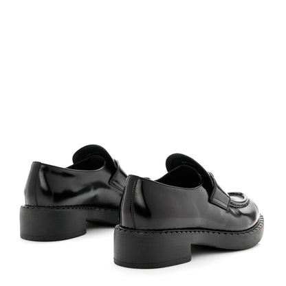 Prada Spazzolato Metal Triangle Logo 50mm Loafers 40 Black 4 of 10