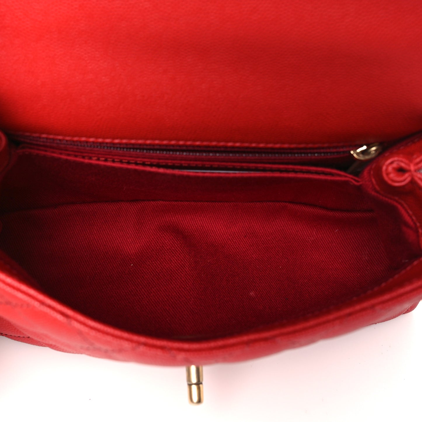 Caviar Lizard Embossed Quilted Mini Coco Handle Flap Red