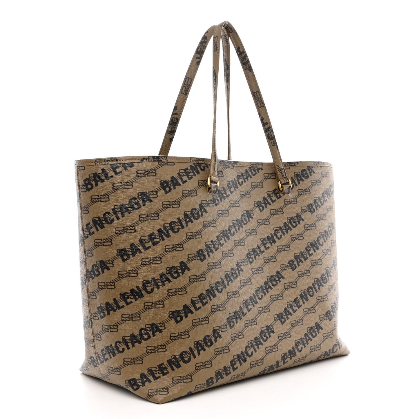 Coated Canvas BB Monogram Allover Logo Signature Tote Beige Brown Black