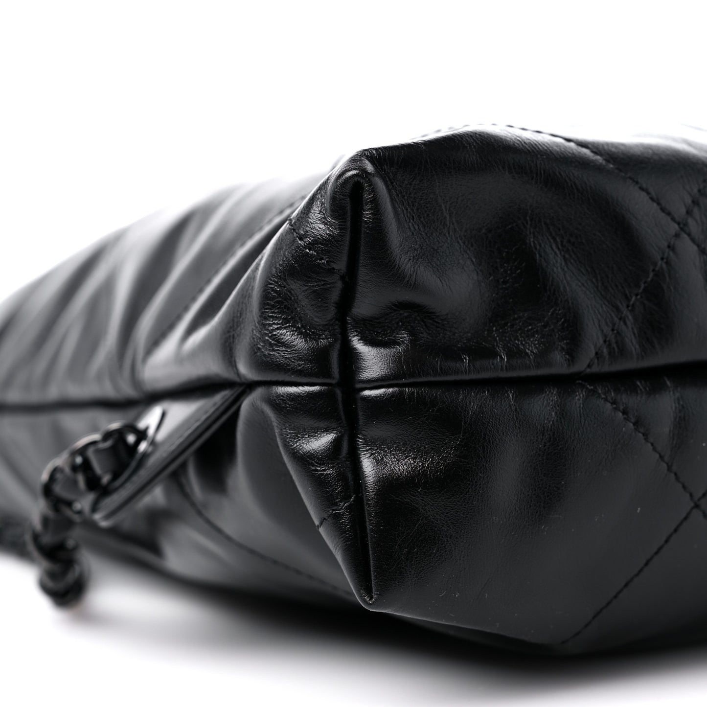 Shiny Calfskin Quilted Chanel 22 Backpack So Black