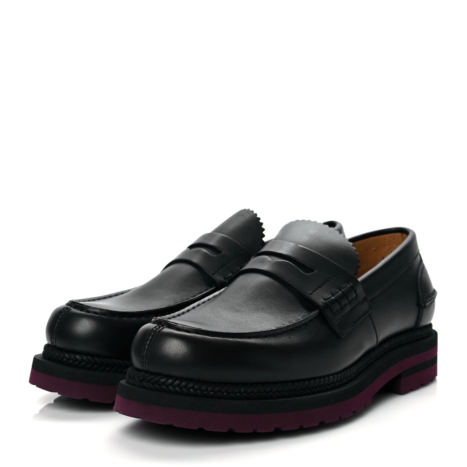 Valentino Garavani Nappa Mens Red Lug Sole Loafers 40.5 Black 2 of 9