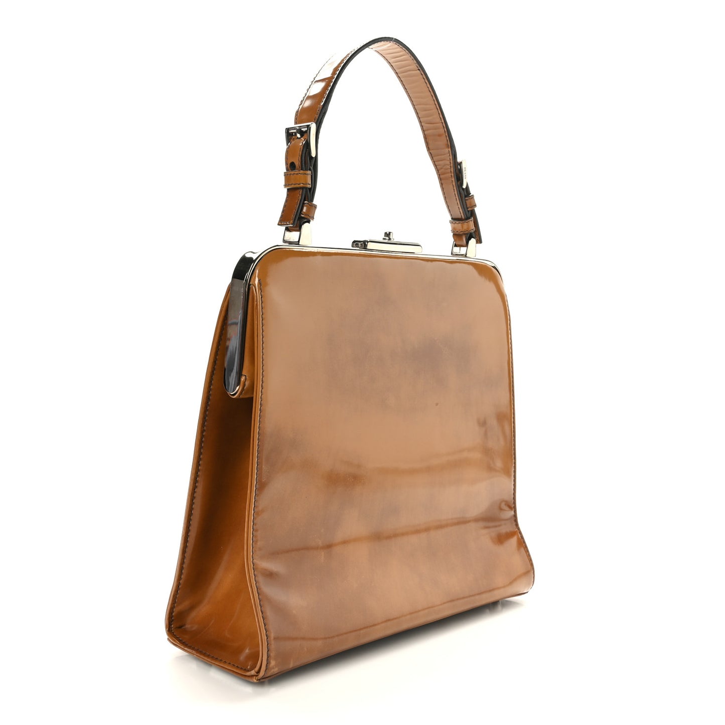 Spazzolato Logo Print Framed Bag Ambra