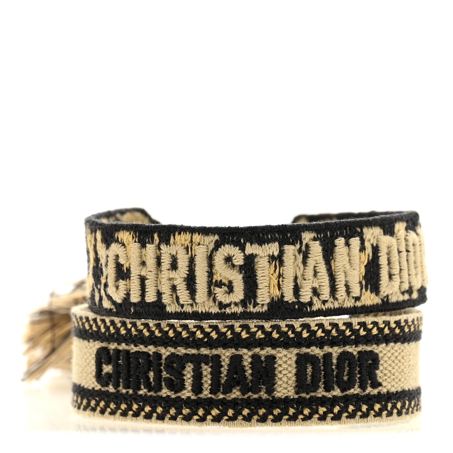 Christian Dior Woven Cotton Mizza Friendship Bracelet Set Beige