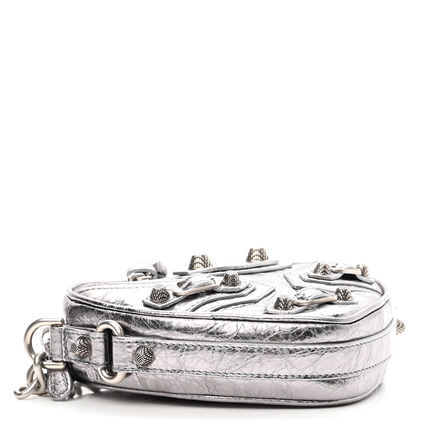Metallic Agneau Arena Mini Le Cagole Heart Bag Silver