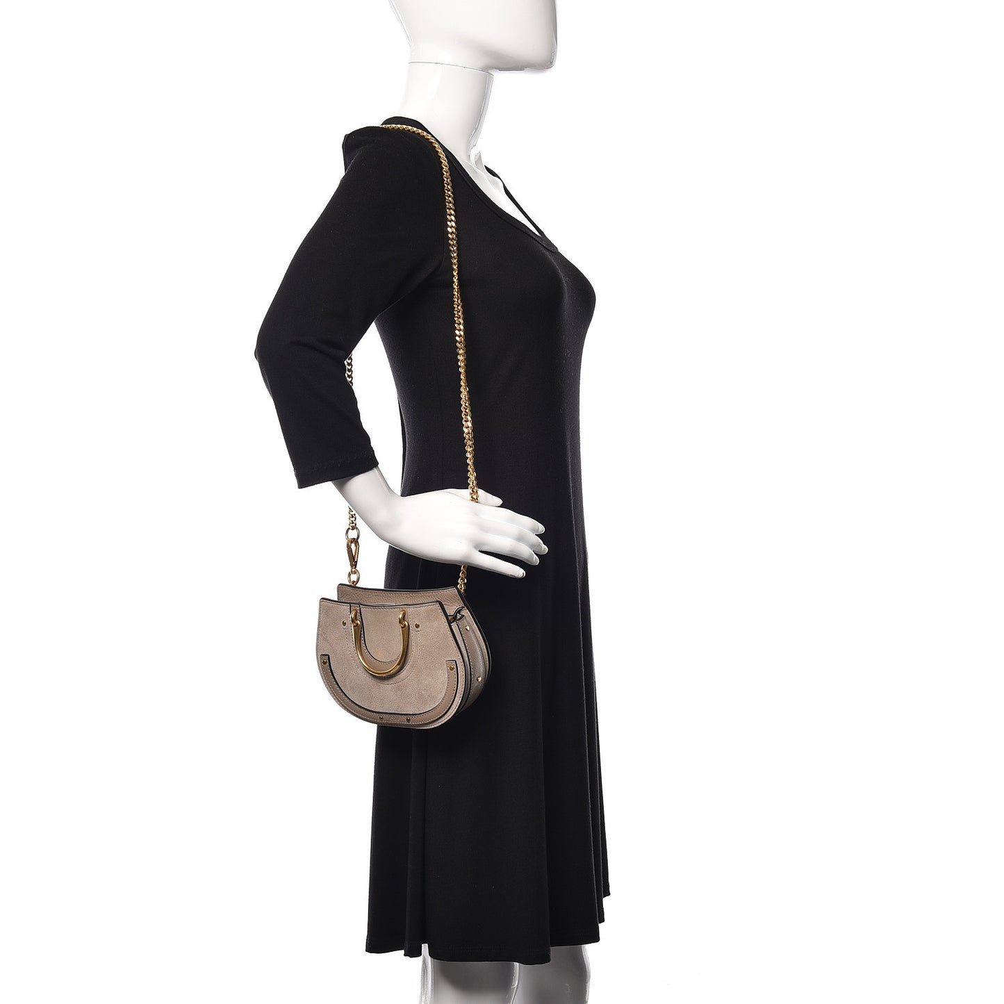 Calfskin Suede Mini Pixie Signature Belt Bag Motty Grey