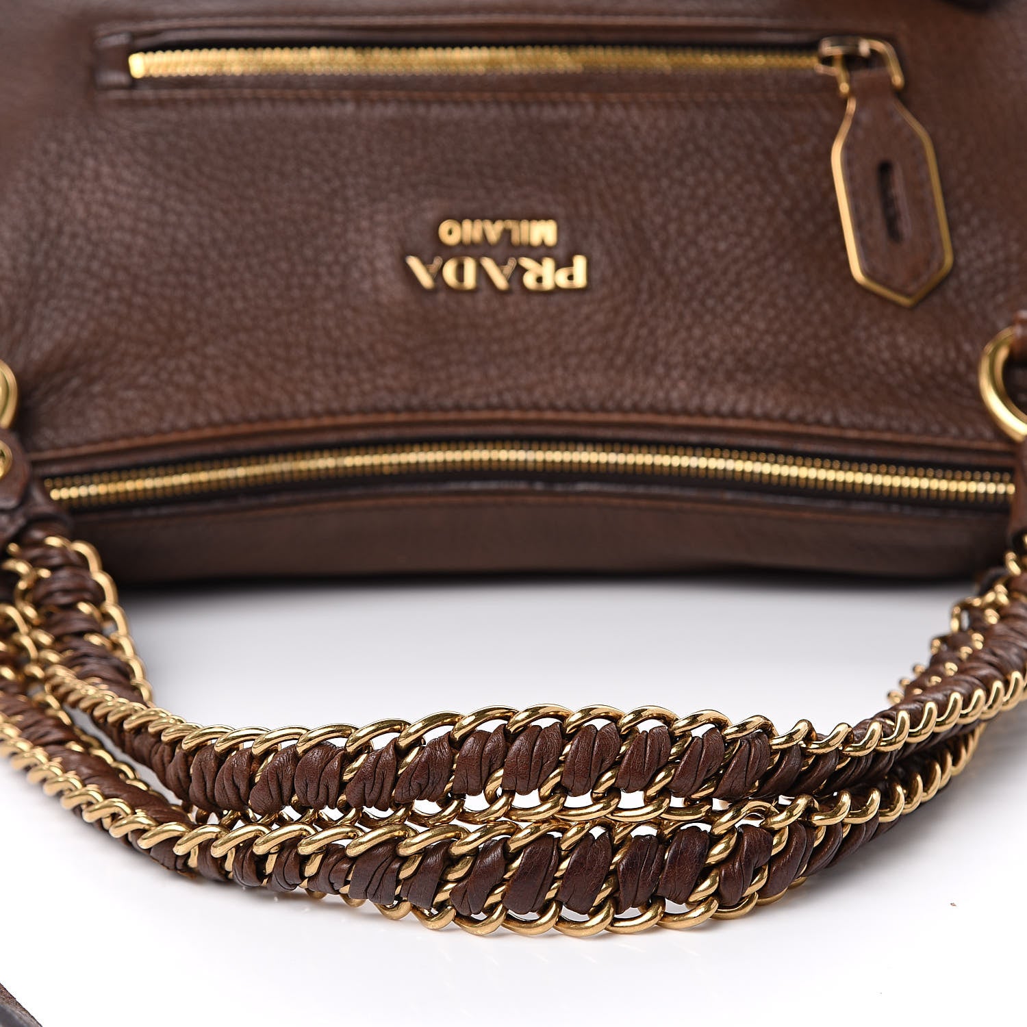 Prada Cervo Deerskin Chain Bag Bruciato 13 of 14