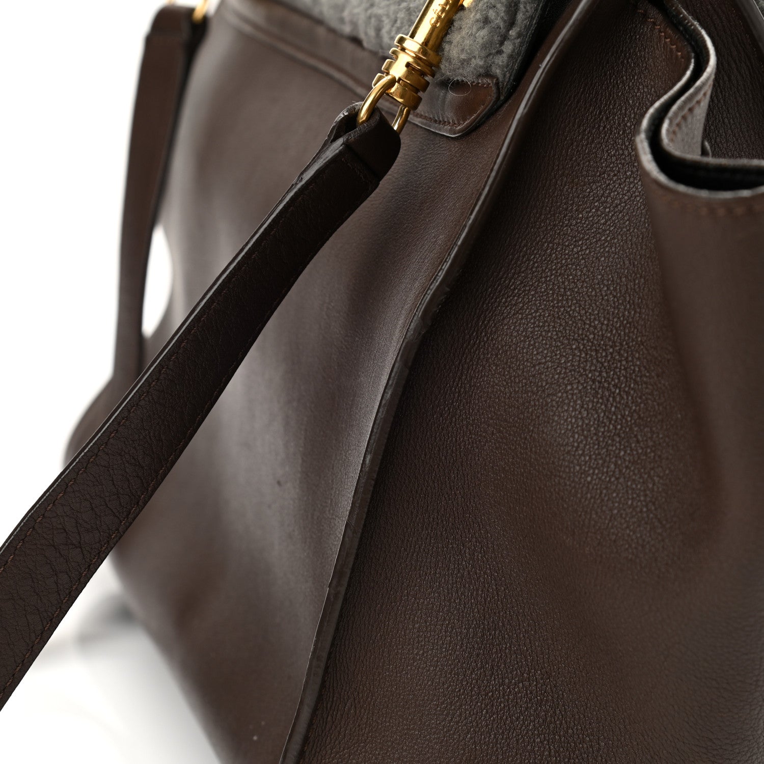 Celine Shearling Calfskin Medium Trapeze Grey 10 of 10