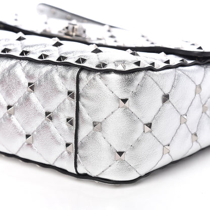 Valentino Garavani Metallic Nappa Medium Rockstud Spike Shoulder Bag Silver 10 of 11
