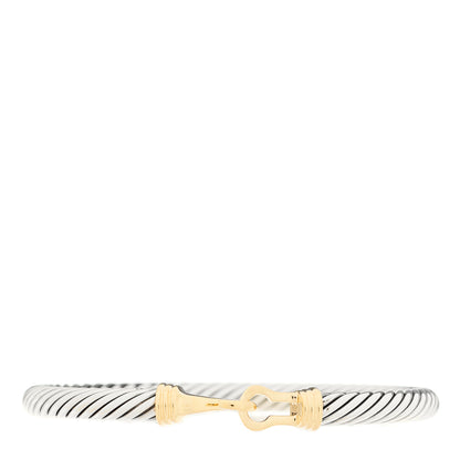 David Yurman Sterling Silver 14K Yellow Gold 5mm Cable Buckle Bracelet 1 of 4