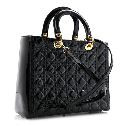 Christian Dior Patent Cannage Large Lady Dior Black 3 of 13