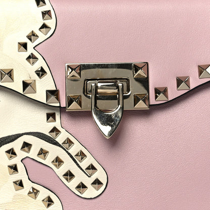 Valentino Garavani Vitello Monogram Kimono 1997 Print Small Rockstud Single Handle Flap Bag Water Rose 7 of 9
