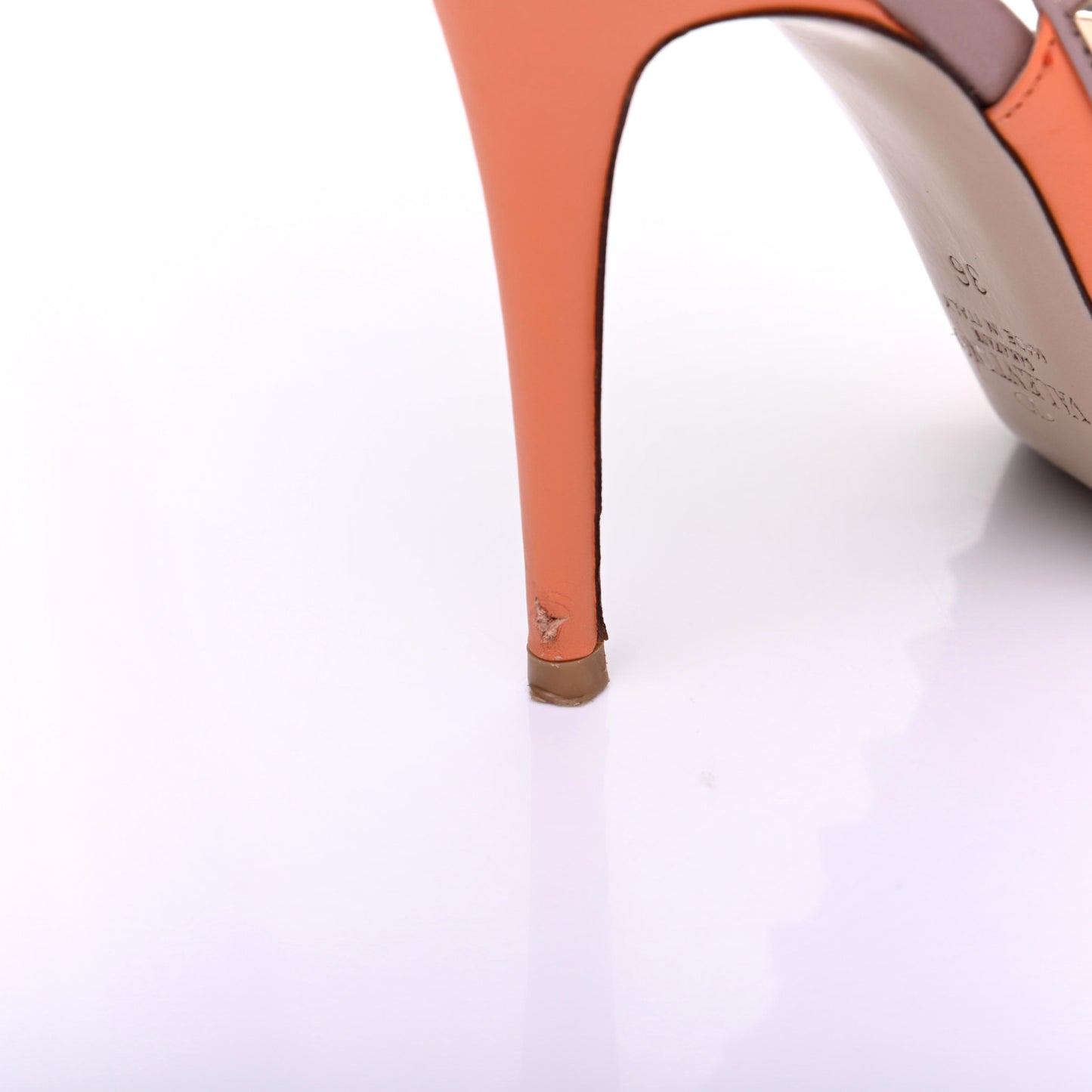 Nappa Rockstud Ankle Strap Pumps 36 Orange Poudre