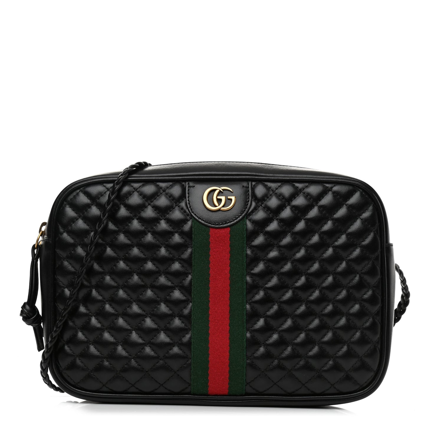Calfskin Web Trapuntata Small GG Shoulder Bag Black