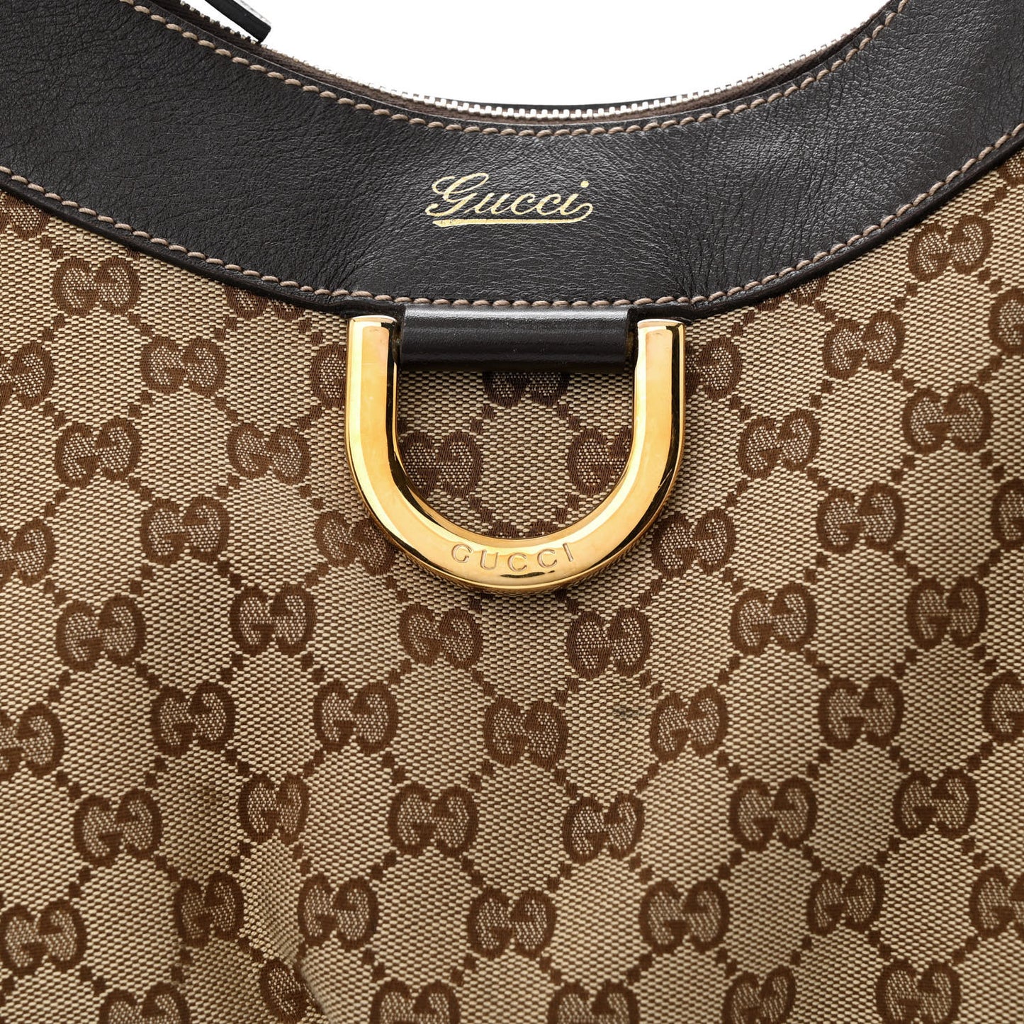 Monogram Large D Gold Hobo Dark Brown