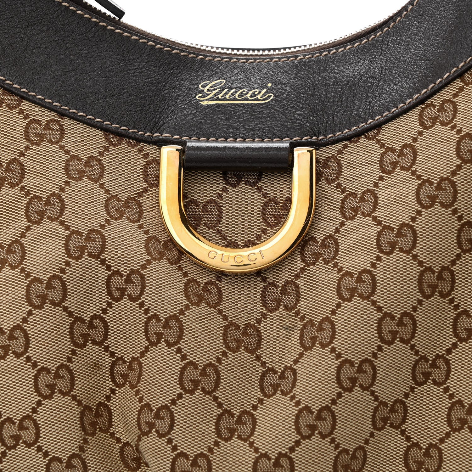 Gucci Monogram Large D Gold Hobo Dark Brown 8 of 15