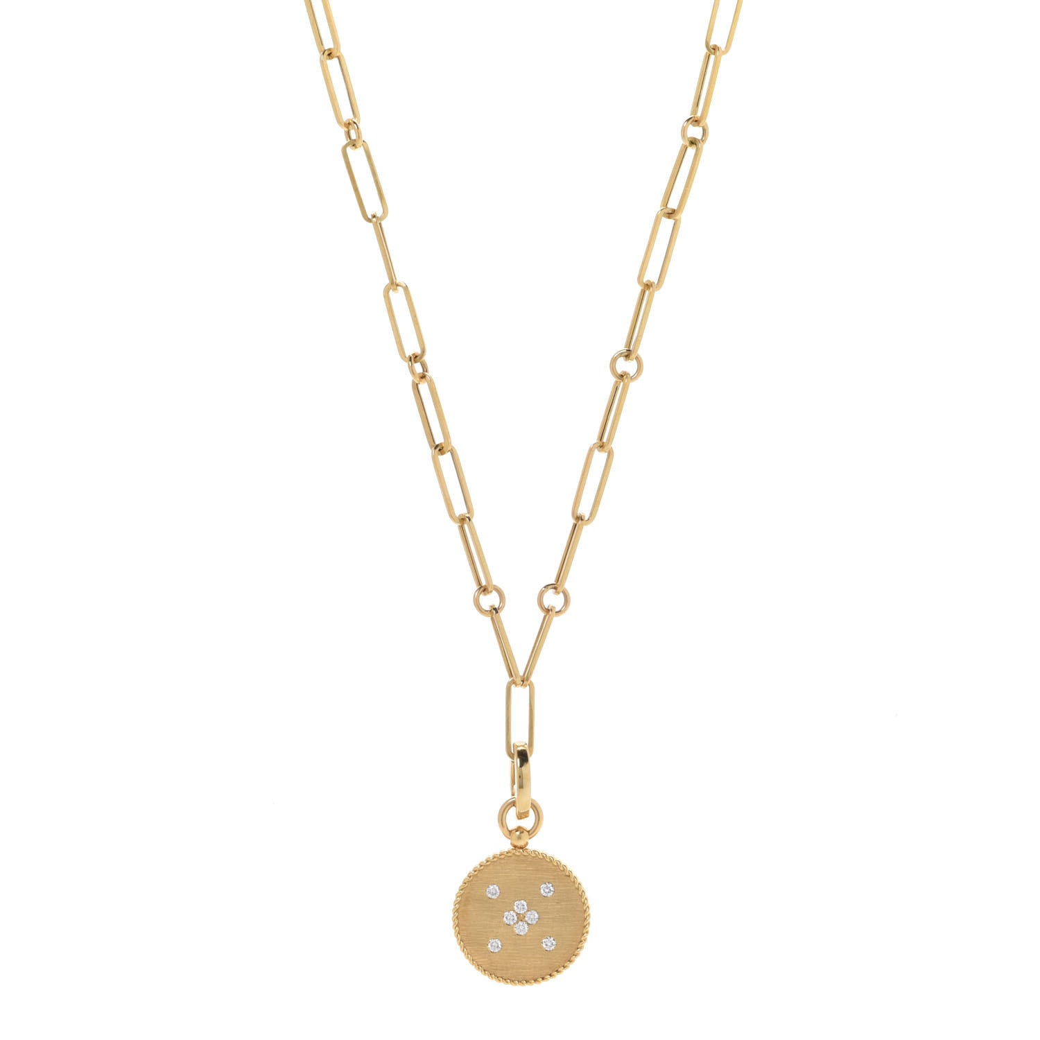 Roberto Coin 18K Yellow Gold Diamond Venetian Princess Small Medallion Pendant Necklace 1 of 6