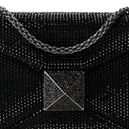 Valentino Garavani Crystal Suede Embellished Small One Stud Clutch With Chain Black 7 of 10