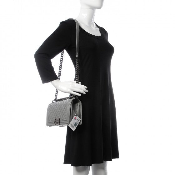 Chanel Calfskin Quilted Medium Boy Flap Grey 2 of 8