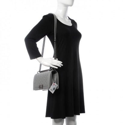 Chanel Calfskin Quilted Medium Boy Flap Grey 2 of 8