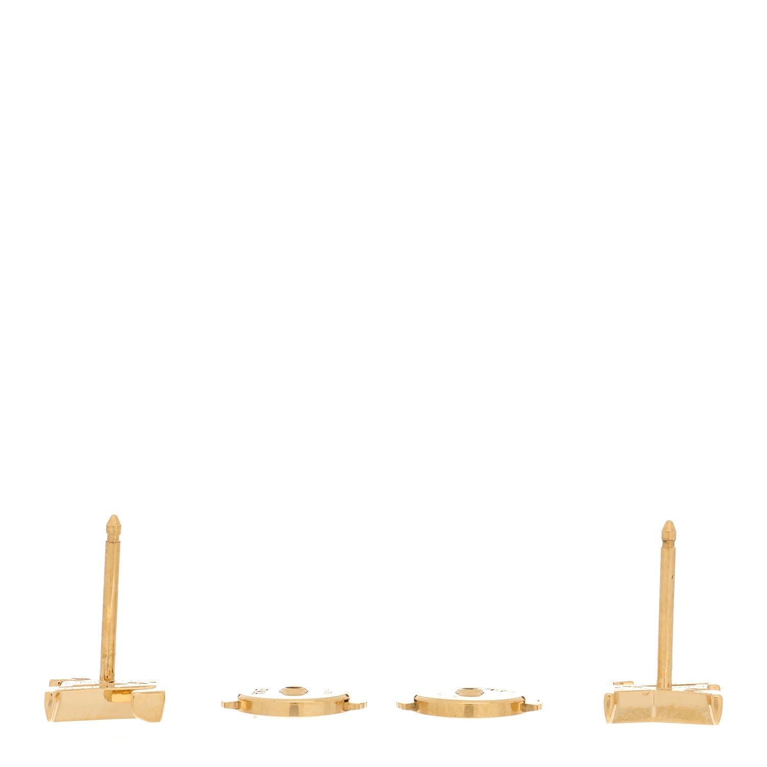Louis Vuitton 18K Yellow Gold LV Stud Earrings 3 of 4