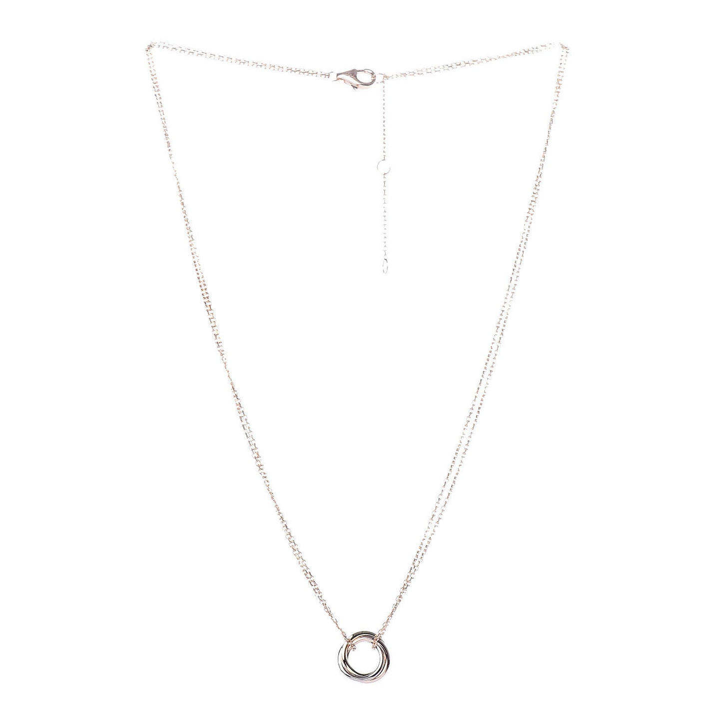 18K Pink Yellow White Gold Trinity Double Chain Pendant Necklace