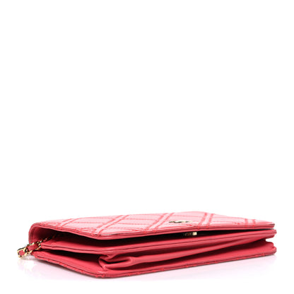 Chanel Lambskin Quilted Double Stitch Tassel Wallet On Chain WOC Pink 4 of 11