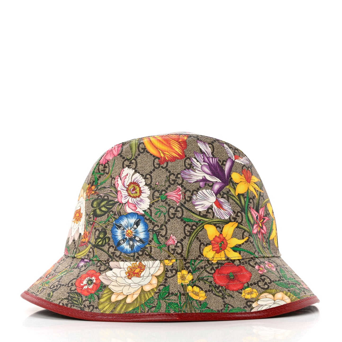 GG Supreme Monogram Flora Bucket Hat 58 Red