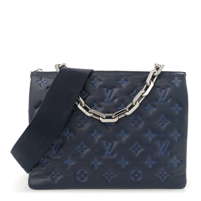 Louis Vuitton Lambskin Embossed Monogram Coussin PM Navy 1 of 9