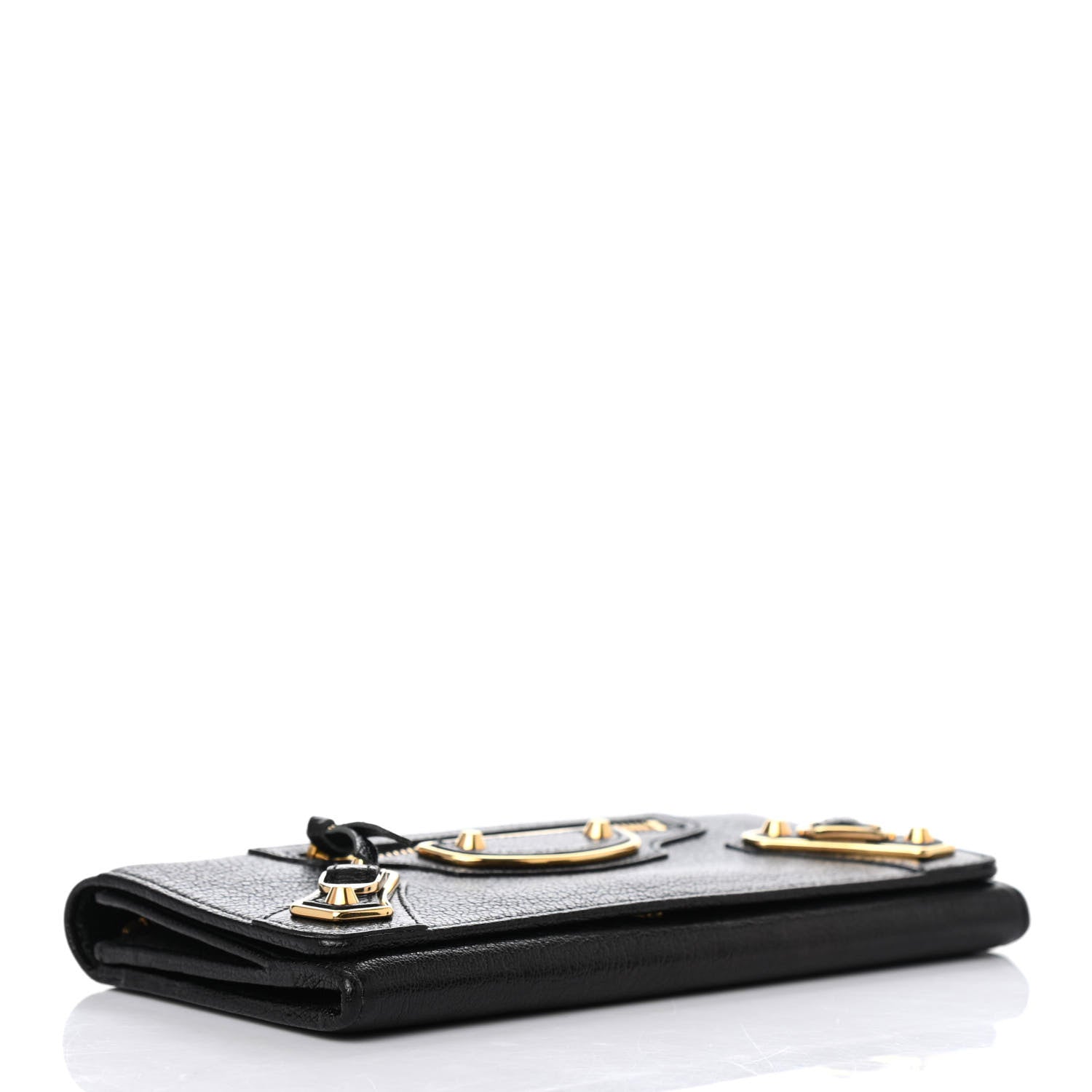 Balenciaga Chevre Gold Metallic Edge Hardware Money Wallet Black 3 of 4