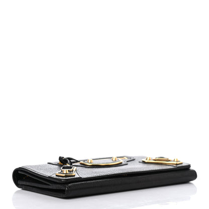 Balenciaga Chevre Gold Metallic Edge Hardware Money Wallet Black 3 of 4