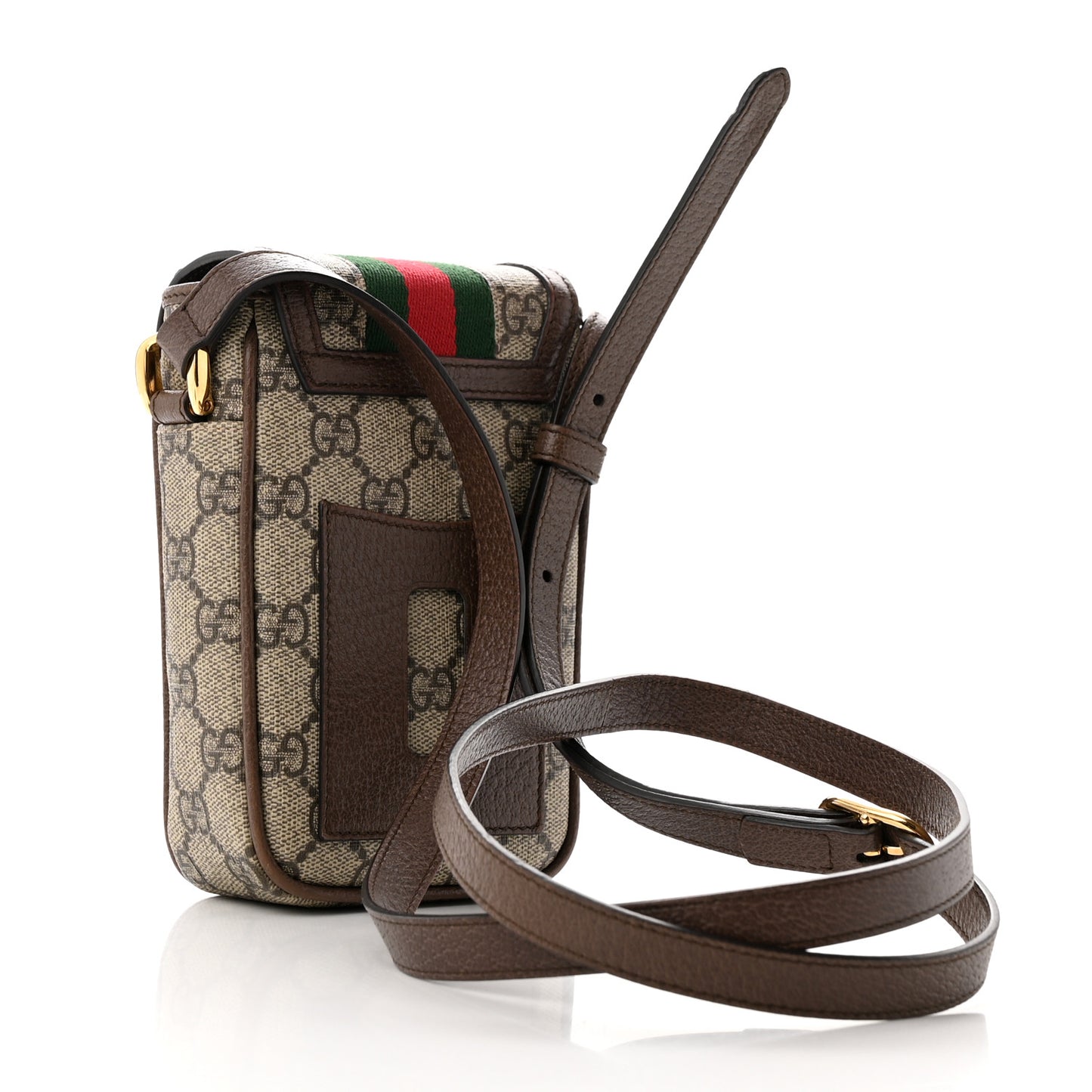 GG Supreme Monogram Web Ophidia Phone Crossbody Bag Beige New Acero