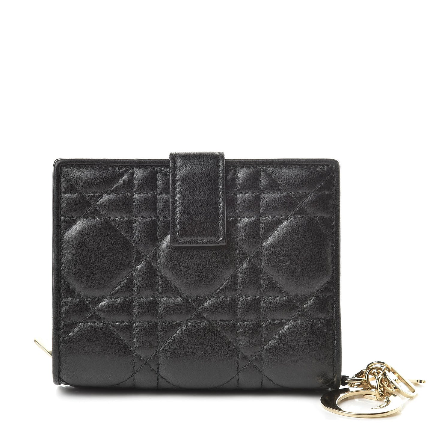 Lambskin Cannage Medium Lady Dior Eden Wallet Black