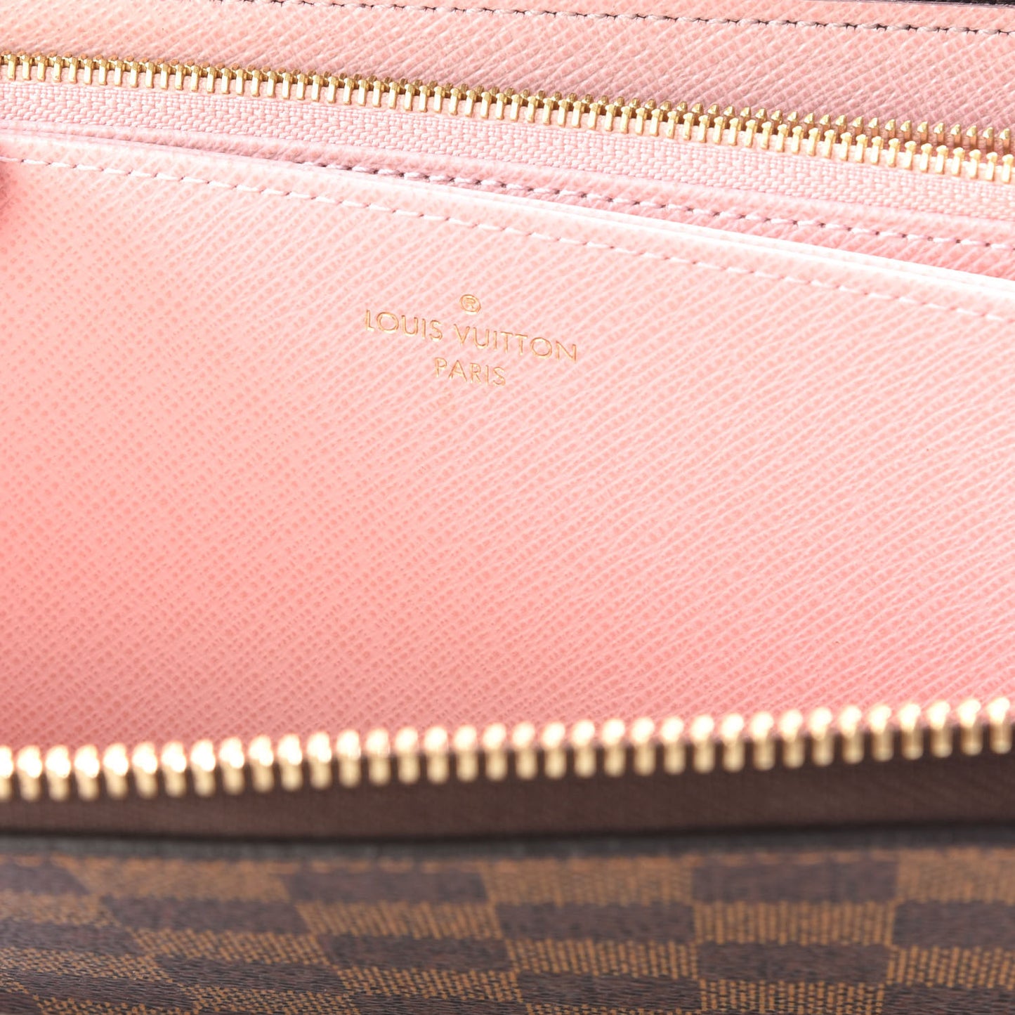 Damier Ebene Zippy Wallet Rose Ballerine