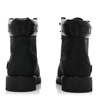 Jimmy Choo X TIMBERLAND Nubuck Glitter Ankle Boots 10 Black Gunmetal 4 of 12