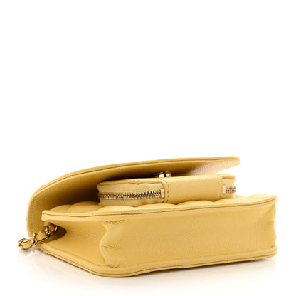 Chanel Caviar Quilted Business Affinity Clutch With Chain Flap Yellow 4 of 11