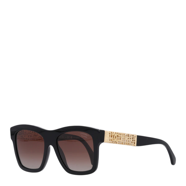 Chanel Acetate Metal Polarized Square Sunglasses 5533 Black