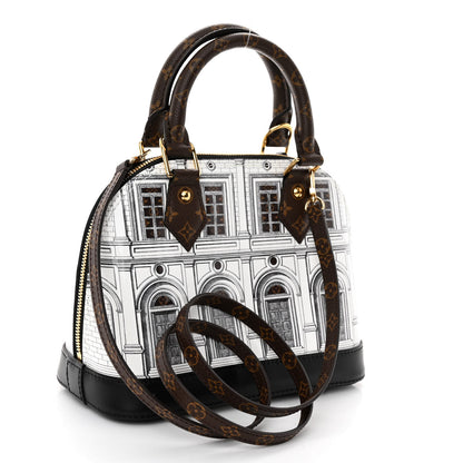Louis Vuitton X FORNASETTI Calfskin Architettura Alma BB Black White 4 of 10