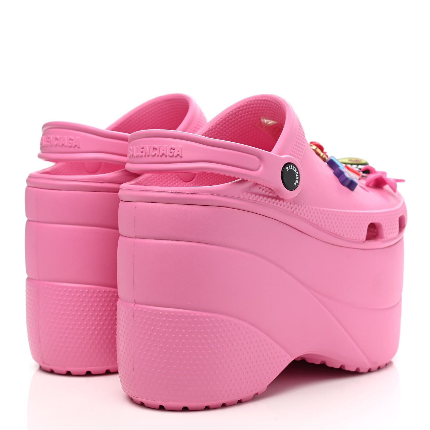 X CROCS Rubber Textured Womens Platform Sandals 35 Rose Bonbon