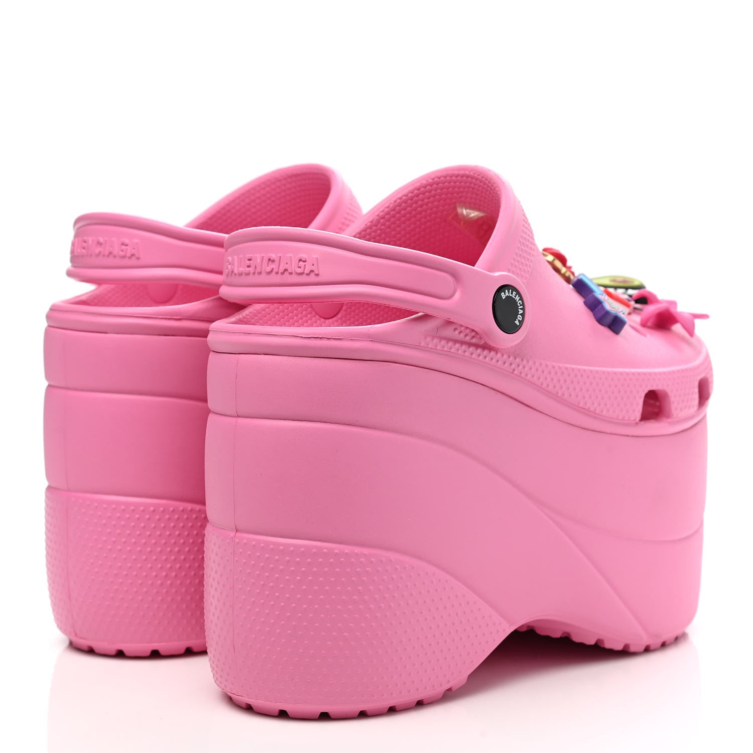 Balenciaga X CROCS Rubber Textured Womens Platform Sandals 35 Rose Bonbon 4 of 7