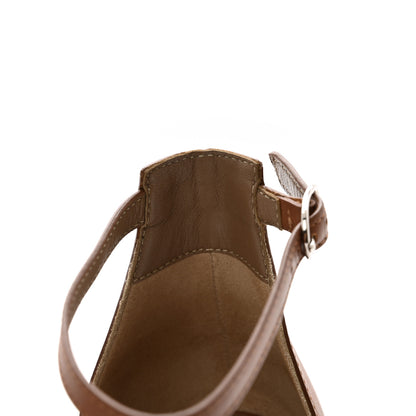 Hermes Calfskin Legend Wedge Sandals 38 Gold 10 of 11